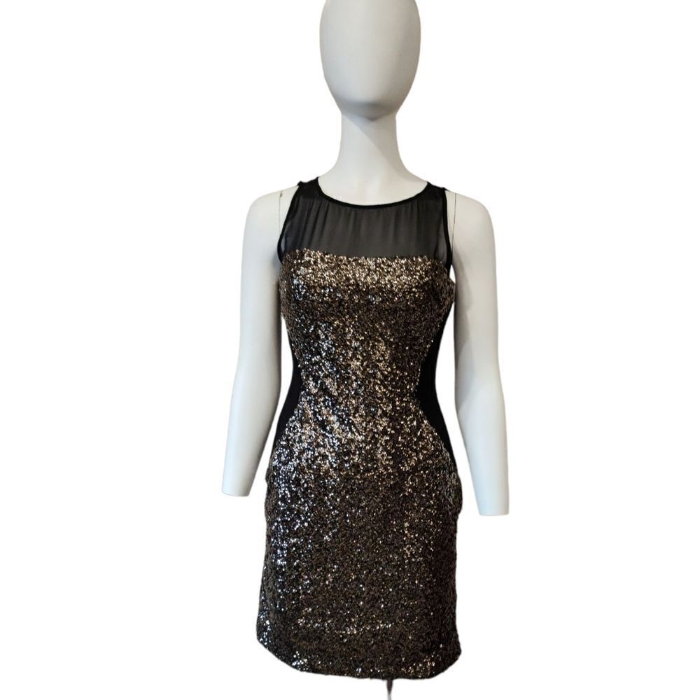 Aidan Mattox Black With Good Sequin Illusion Dress - image 5